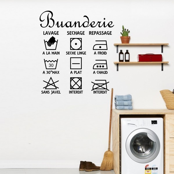 Exemple de stickers muraux: Buanderie Pictogrammes